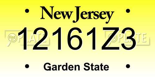 12161Z3 New Jersey License Plate