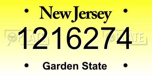 1216274 New Jersey License Plate