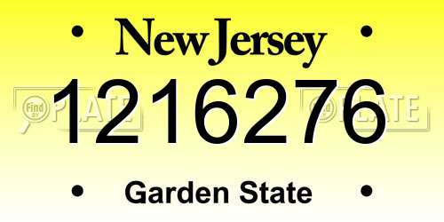 1216276 New Jersey License Plate