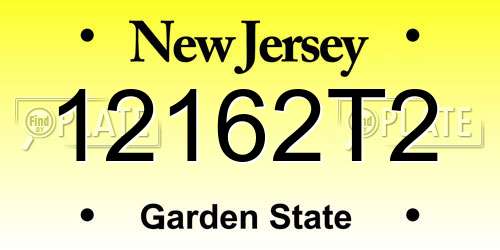 12162T2 New Jersey License Plate