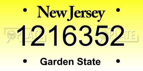 1216352 New Jersey License Plate