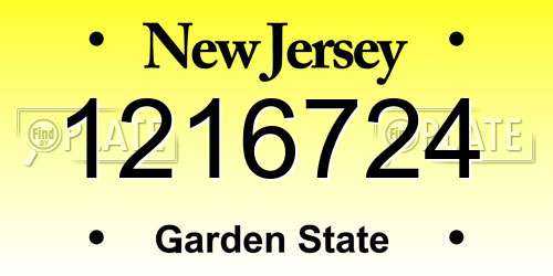 1216724 New Jersey License Plate
