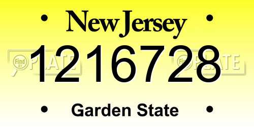 1216728 New Jersey License Plate