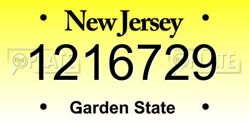 1216729 New Jersey License Plate