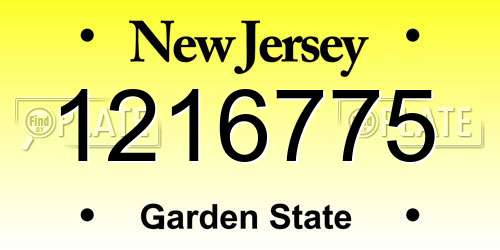 1216775 New Jersey License Plate