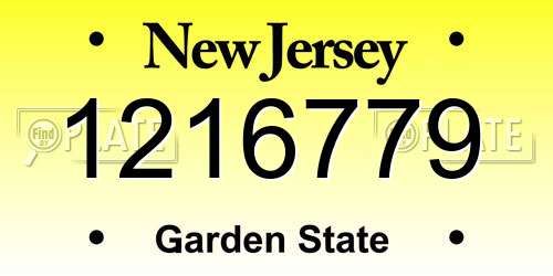1216779 New Jersey License Plate