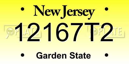 12167T2 New Jersey License Plate