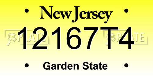 12167T4 New Jersey License Plate