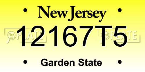 12167T5 New Jersey License Plate