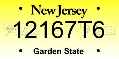 12167T6 New Jersey License Plate