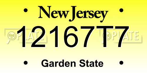 12167T7 New Jersey License Plate