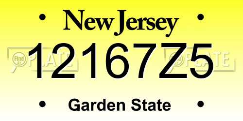 12167Z5 New Jersey License Plate
