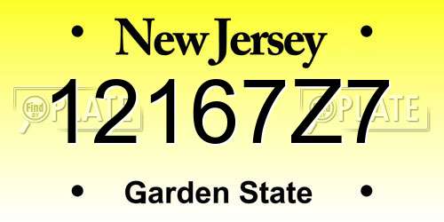 12167Z7 New Jersey License Plate