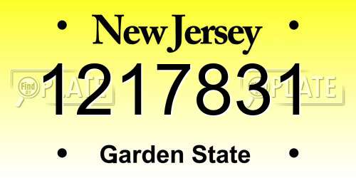 1217831 New Jersey License Plate