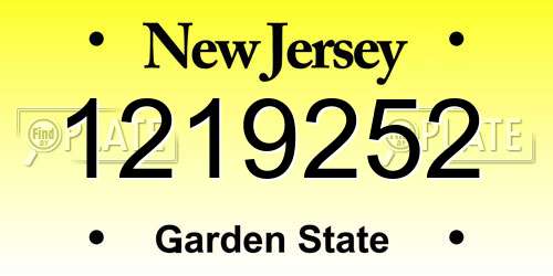 1219252 New Jersey License Plate