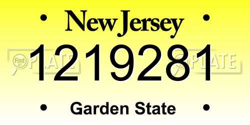 1219281 New Jersey License Plate