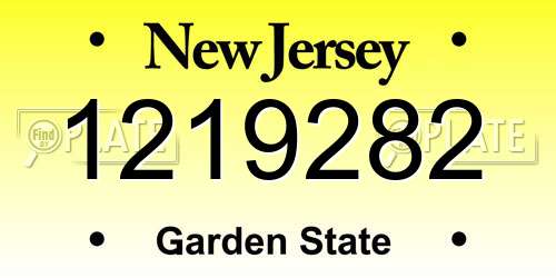 1219282 New Jersey License Plate