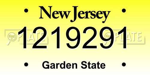 1219291 New Jersey License Plate