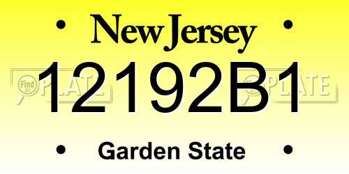 12192B1 New Jersey License Plate