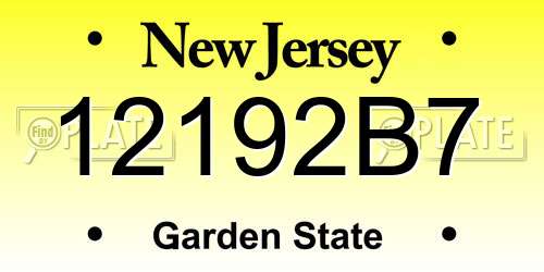 12192B7 New Jersey License Plate