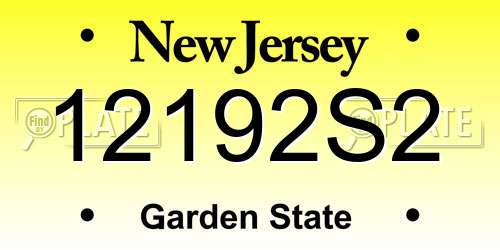 12192S2 New Jersey License Plate
