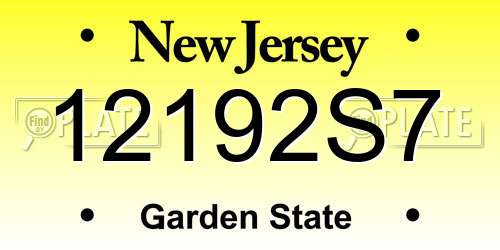 12192S7 New Jersey License Plate