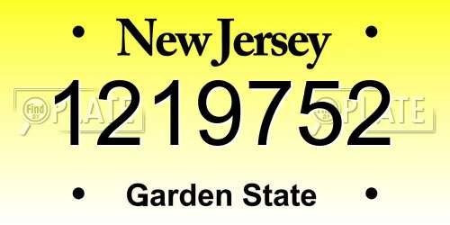 1219752 New Jersey License Plate