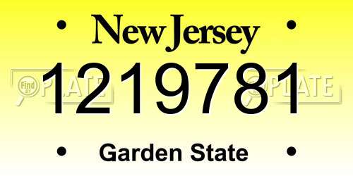 1219781 New Jersey License Plate