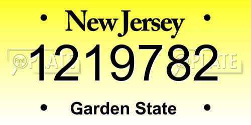 1219782 New Jersey License Plate