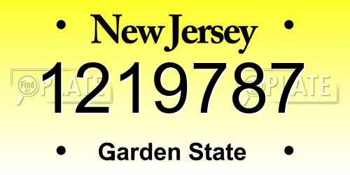 1219787 New Jersey License Plate