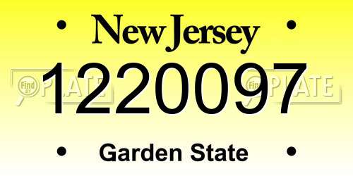 1220097 New Jersey License Plate