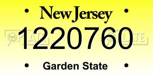 1220760 New Jersey License Plate