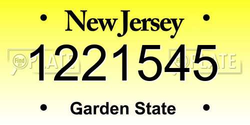 1221545 New Jersey License Plate