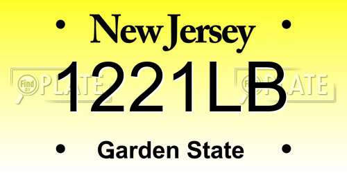 1221LB New Jersey License Plate