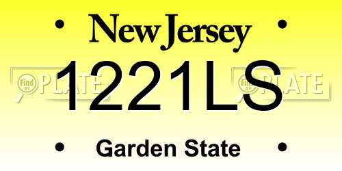 1221LS New Jersey License Plate