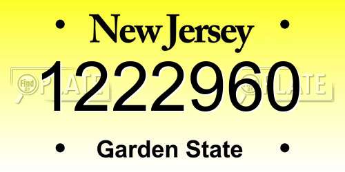 1222960 New Jersey License Plate
