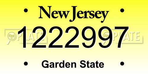 1222997 New Jersey License Plate