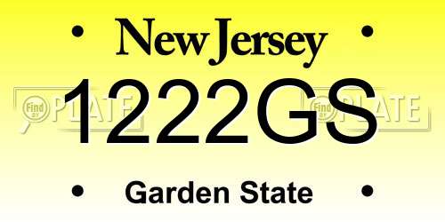 1222GS New Jersey License Plate