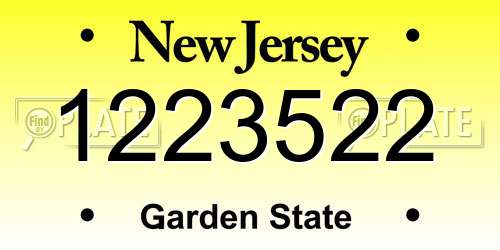 1223522 New Jersey License Plate