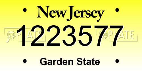 1223577 New Jersey License Plate