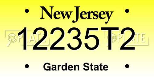 12235T2 New Jersey License Plate