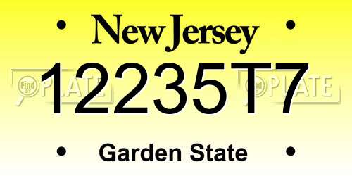 12235T7 New Jersey License Plate