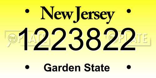 1223822 New Jersey License Plate
