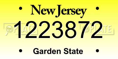 1223872 New Jersey License Plate