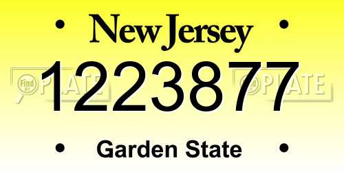 1223877 New Jersey License Plate