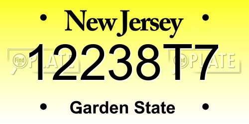 12238T7 New Jersey License Plate