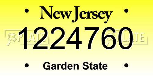 1224760 New Jersey License Plate