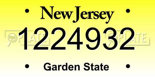 1224932 New Jersey License Plate