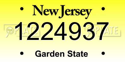 1224937 New Jersey License Plate
