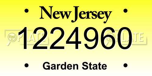1224960 New Jersey License Plate